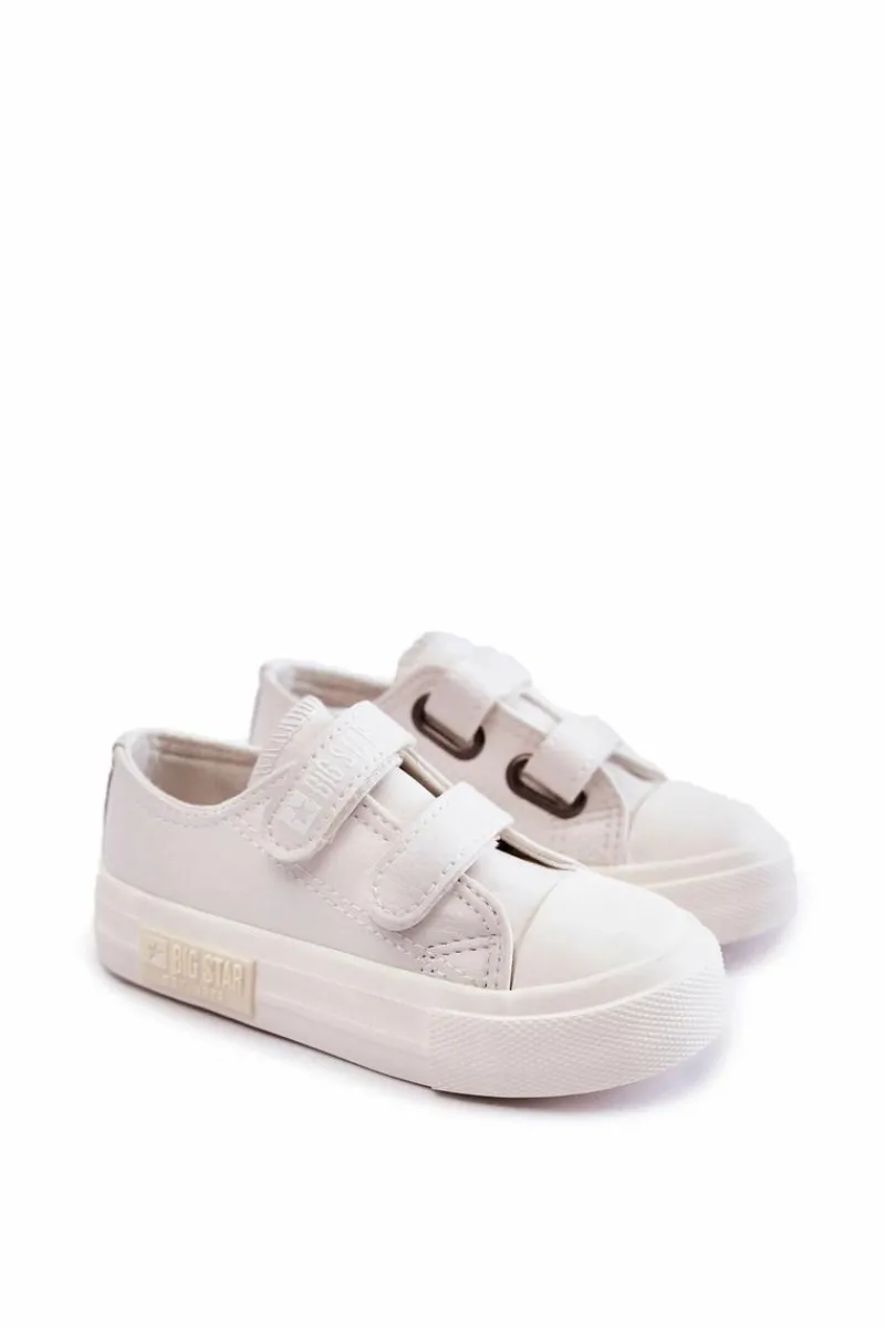 Hot Big Star Shoes Dziecięce Skórzane Trampki Na Rzep BIG STAR KK374091 Białe Biały