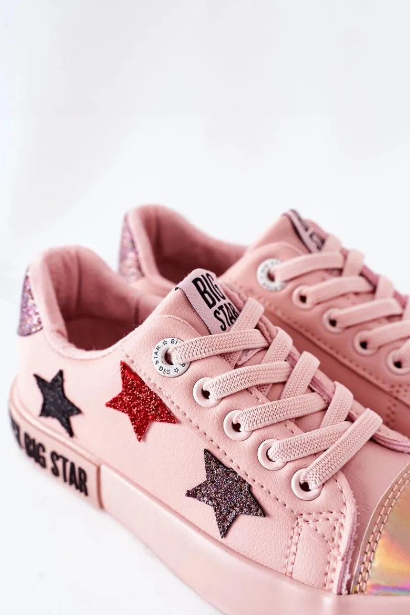 Best Dziecięce Skórzane Trampki BIG STAR II374033 Różowe Dzieci Chłopięce|Dziewczęce