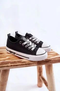 Best Dziecięce Skórzane Trampki BIG STAR KK374039 Czarne Dzieci Chłopięce|Dziewczęce