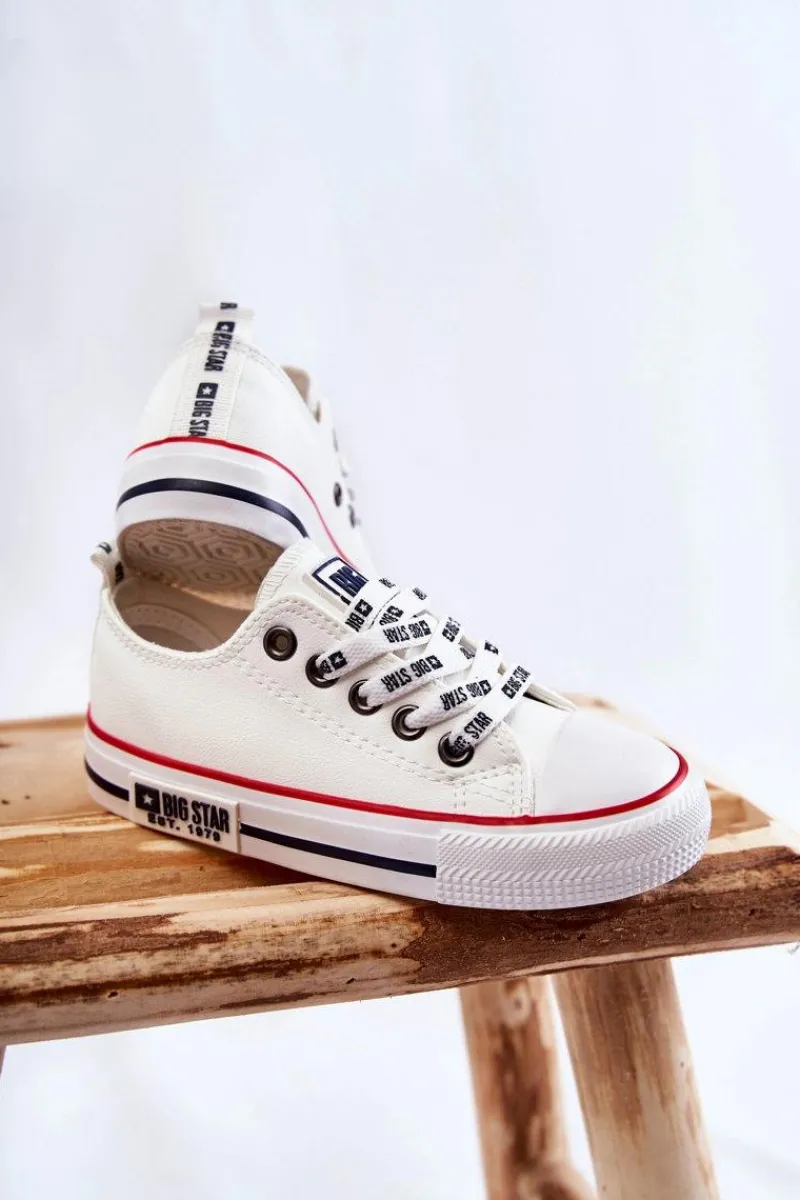 Chłopięce|Dziewczęce>Big Star Shoes Dziecięce Skórzane Trampki BIG STAR KK374038 Białe