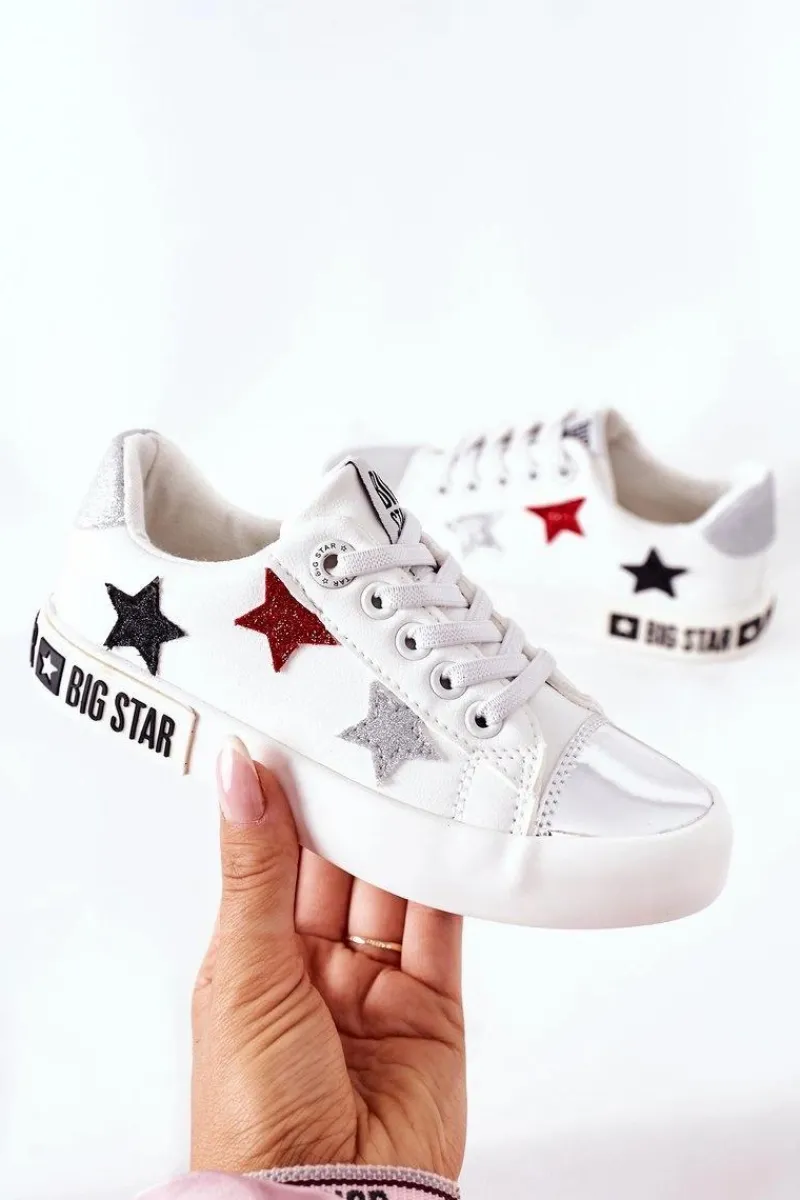 Clearance Big Star Shoes Dziecięce Skórzane Trampki BIG STAR II374032 Białe