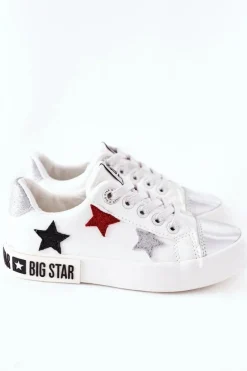 Clearance Big Star Shoes Dziecięce Skórzane Trampki BIG STAR II374032 Białe