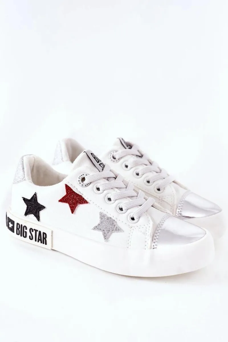 Clearance Big Star Shoes Dziecięce Skórzane Trampki BIG STAR II374032 Białe