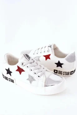 Clearance Big Star Shoes Dziecięce Skórzane Trampki BIG STAR II374032 Białe