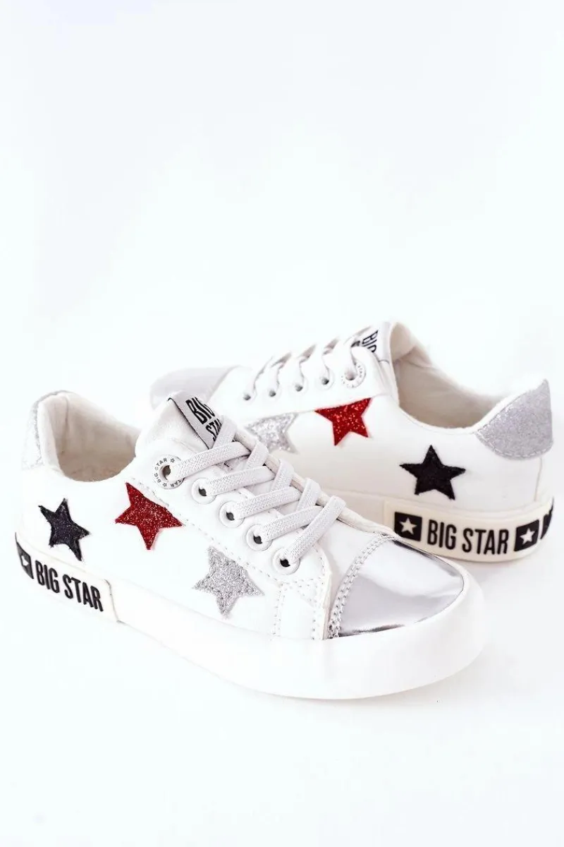Clearance Big Star Shoes Dziecięce Skórzane Trampki BIG STAR II374032 Białe