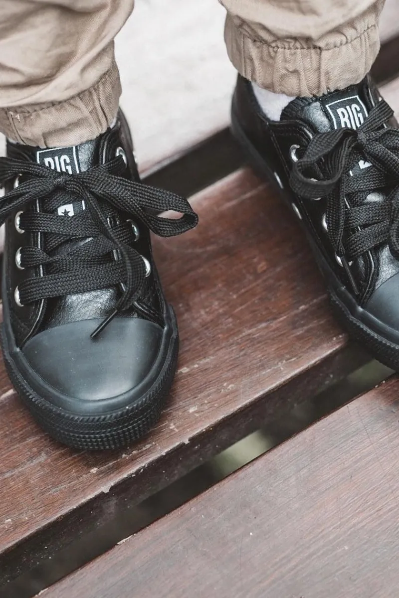 Discount Big Star Shoes Dziecięce Skórzane Trampki BIG STAR JJ374311 Czarne Czarny