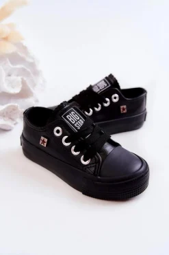 Discount Big Star Shoes Dziecięce Skórzane Trampki BIG STAR JJ374311 Czarne Czarny