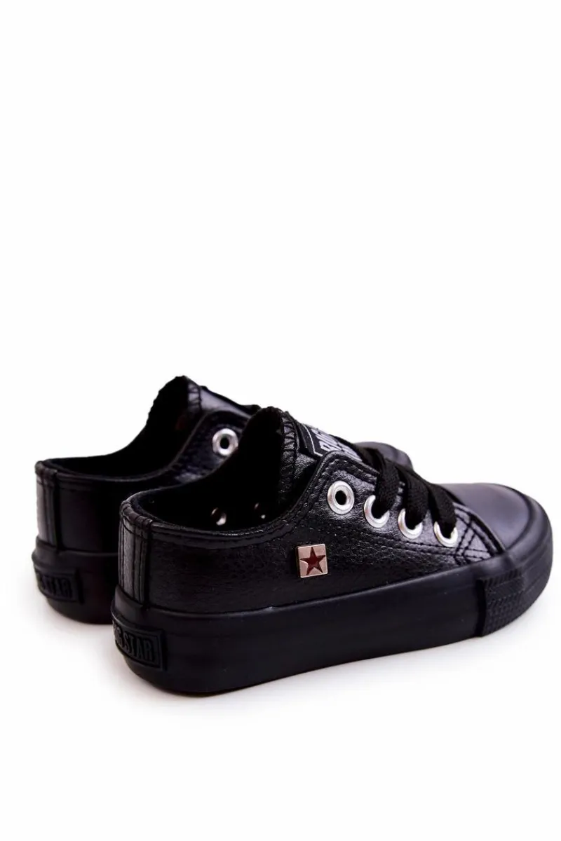 Discount Big Star Shoes Dziecięce Skórzane Trampki BIG STAR JJ374311 Czarne Czarny