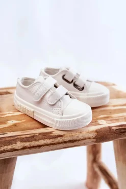 Sale Big Star Shoes Dziecięce Skórzane Trampki Na Rzep BIG STAR KK374093 Białe