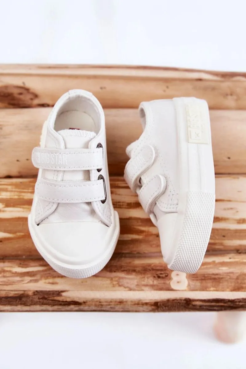 Sale Big Star Shoes Dziecięce Skórzane Trampki Na Rzep BIG STAR KK374093 Białe