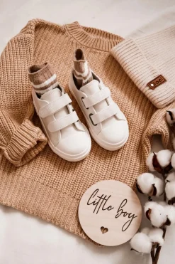 Sale Big Star Shoes Dziecięce Skórzane Trampki Na Rzep BIG STAR KK374093 Białe