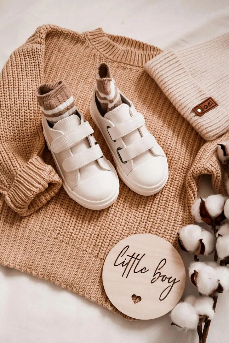 Sale Big Star Shoes Dziecięce Skórzane Trampki Na Rzep BIG STAR KK374093 Białe