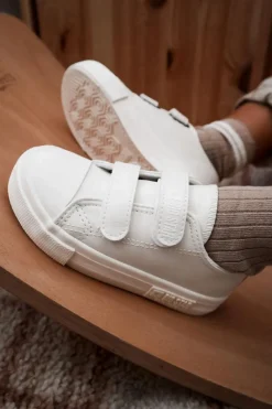 Sale Big Star Shoes Dziecięce Skórzane Trampki Na Rzep BIG STAR KK374093 Białe