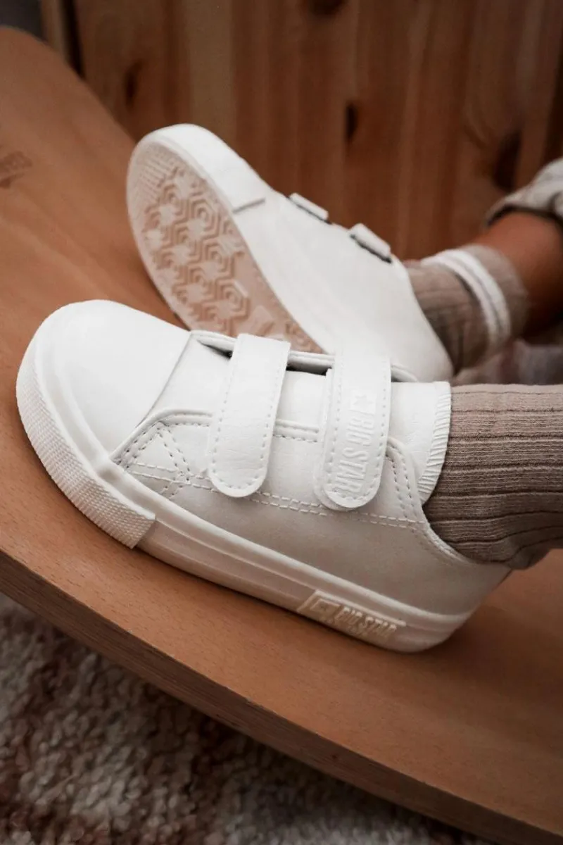 Sale Big Star Shoes Dziecięce Skórzane Trampki Na Rzep BIG STAR KK374093 Białe