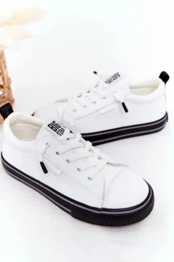 Online Dziecięce Skórzane Trampki BIG STAR HH374037 Białe Dzieci Chłopięce|Dziewczęce