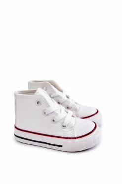 Online Boto Dziecięce Skórzane Wysokie Trampki Białe Marney