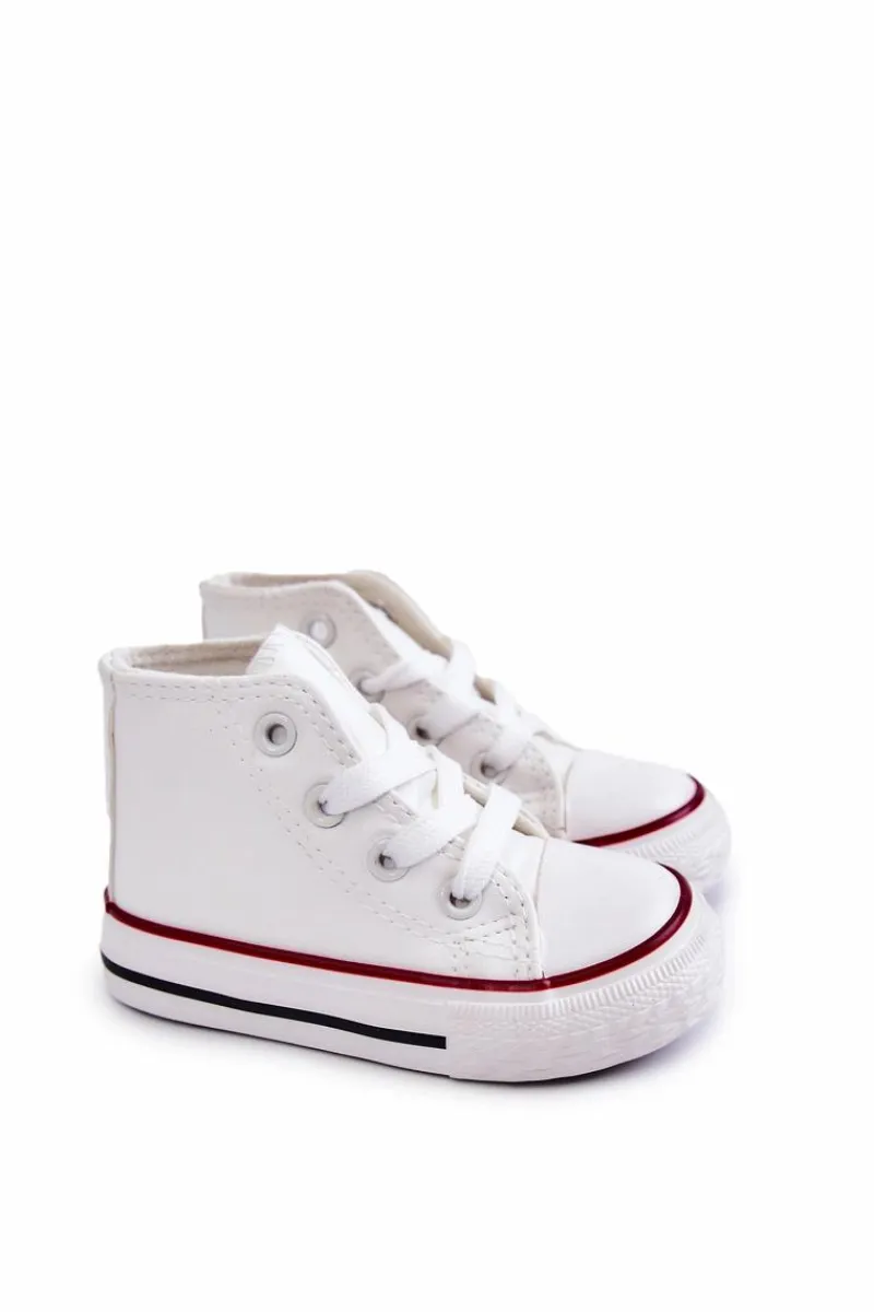 Online Boto Dziecięce Skórzane Wysokie Trampki Białe Marney