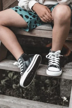 Best Boto Dziecięce Skórzane Wysokie Trampki Czarno-Białe Marney Czarny