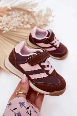 Hot Boto Dziecięce Sneakersy Buty Sportowe Na Rzep Brązowe Viona