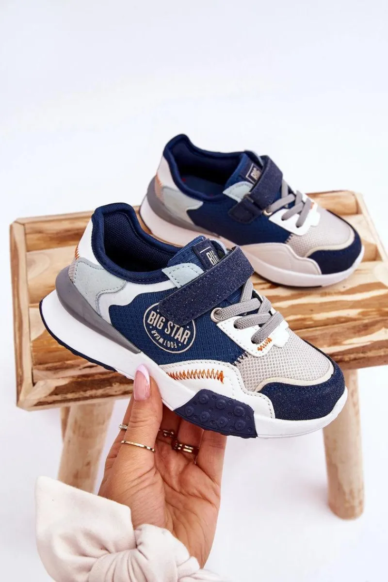 Back To School>Big Star Shoes Dziecięce Sneakersy Memory Foam System Big Star LL374225 Granatowe Niebieski