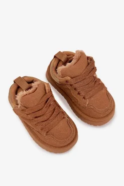 Online Boto Dziecięce Sneakersy Ocieplane Futerkiem Camel Mireen Brązowy