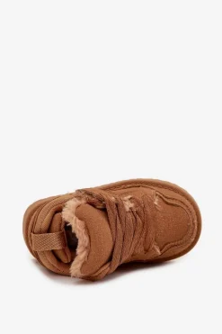 Online Boto Dziecięce Sneakersy Ocieplane Futerkiem Camel Mireen Brązowy