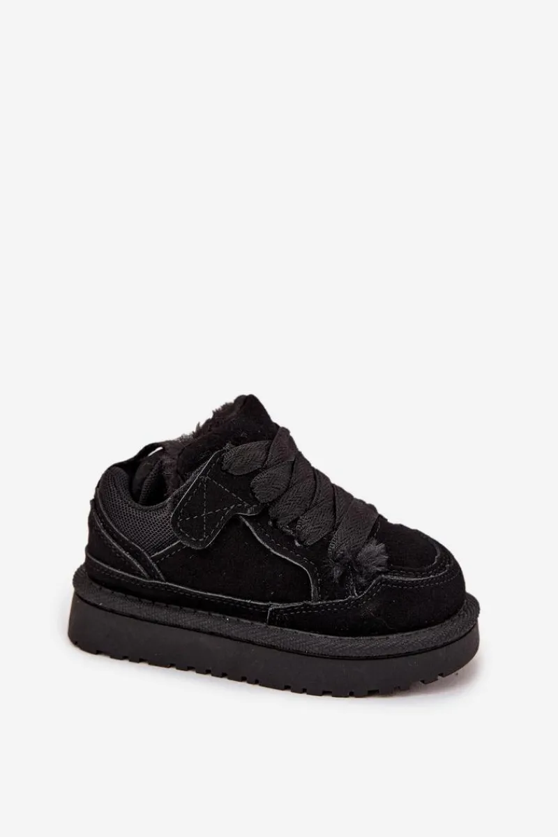 Chłopięce|Dziewczęce>Boto Dziecięce Sneakersy Ocieplane Futerkiem Czarne Mireen Czarny