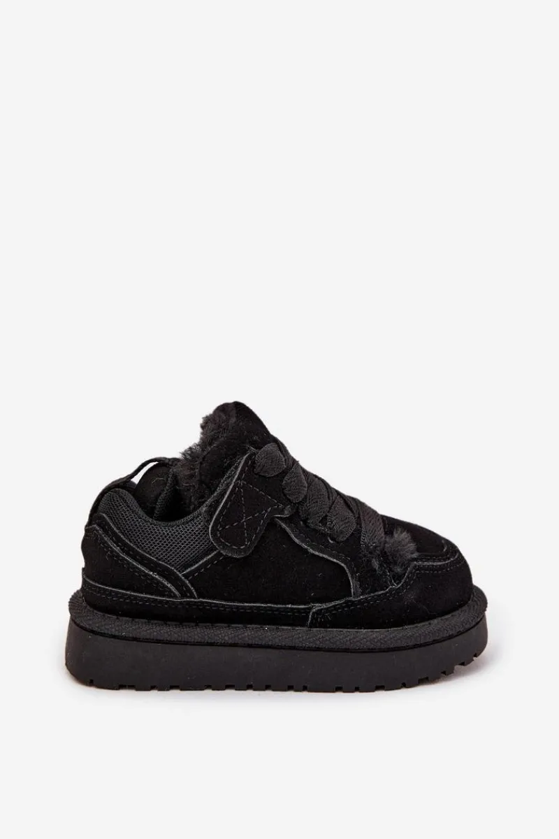 Chłopięce|Dziewczęce>Boto Dziecięce Sneakersy Ocieplane Futerkiem Czarne Mireen Czarny