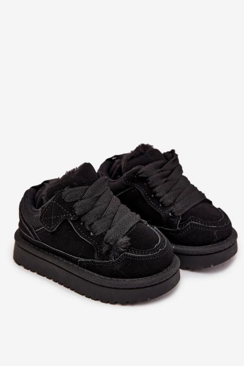 Chłopięce|Dziewczęce>Boto Dziecięce Sneakersy Ocieplane Futerkiem Czarne Mireen Czarny