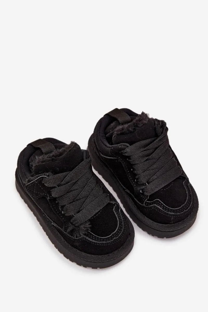 Chłopięce|Dziewczęce>Boto Dziecięce Sneakersy Ocieplane Futerkiem Czarne Mireen Czarny
