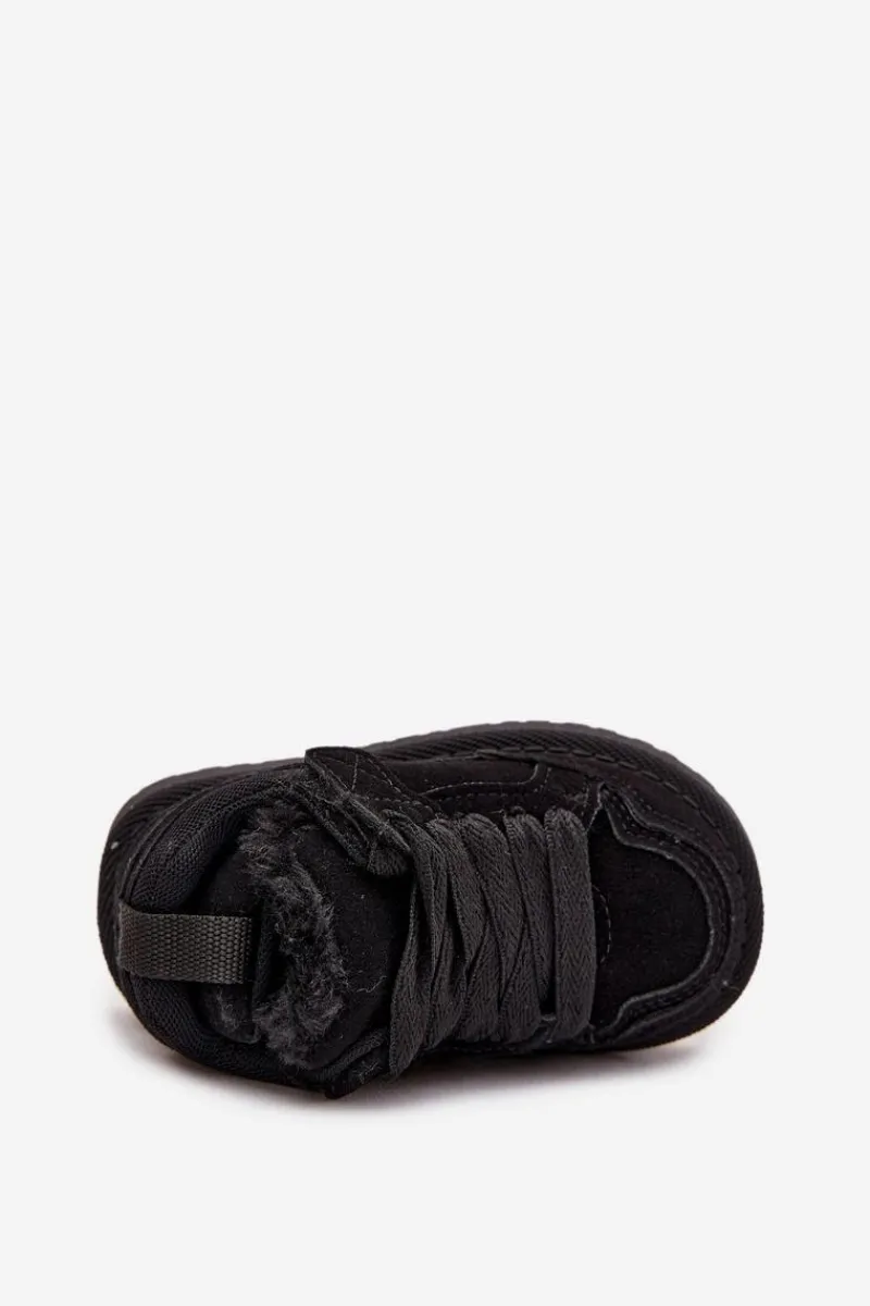 Chłopięce|Dziewczęce>Boto Dziecięce Sneakersy Ocieplane Futerkiem Czarne Mireen Czarny