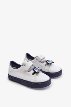 Outlet Dziecięce Sneakersy Trampki Z Przypinką Biało-Granatowe Pennyn Dzieci Chłopięce|Dziewczęce