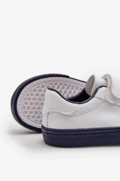 Outlet Dziecięce Sneakersy Trampki Z Przypinką Biało-Granatowe Pennyn Dzieci Chłopięce|Dziewczęce