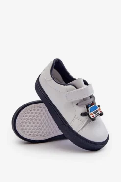 Outlet Dziecięce Sneakersy Trampki Z Przypinką Biało-Granatowe Pennyn Dzieci Chłopięce|Dziewczęce