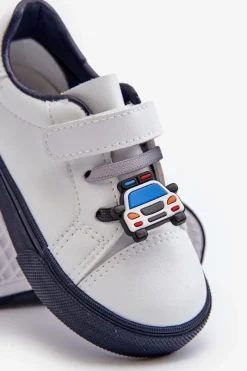 Outlet Dziecięce Sneakersy Trampki Z Przypinką Biało-Granatowe Pennyn Dzieci Chłopięce|Dziewczęce