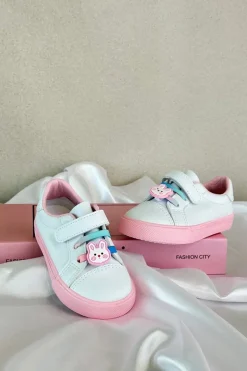 Outlet Dziecięce Sneakersy Trampki Z Przypinką Biało-Różowe Pennyn Dzieci Chłopięce|Dziewczęce