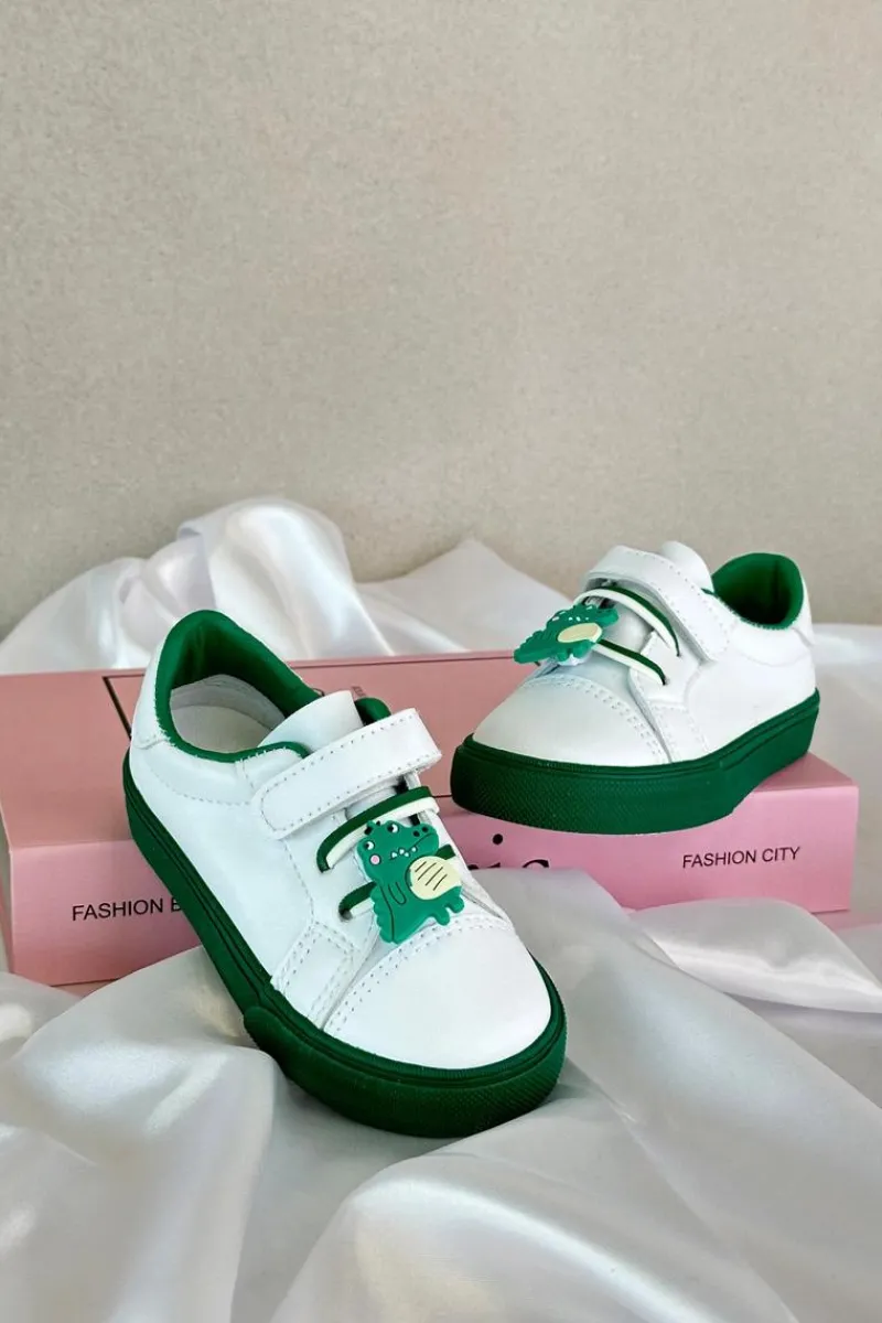 Discount Boto Dziecięce Sneakersy Trampki Z Przypinką Biało-Zielone Pennyn Biały