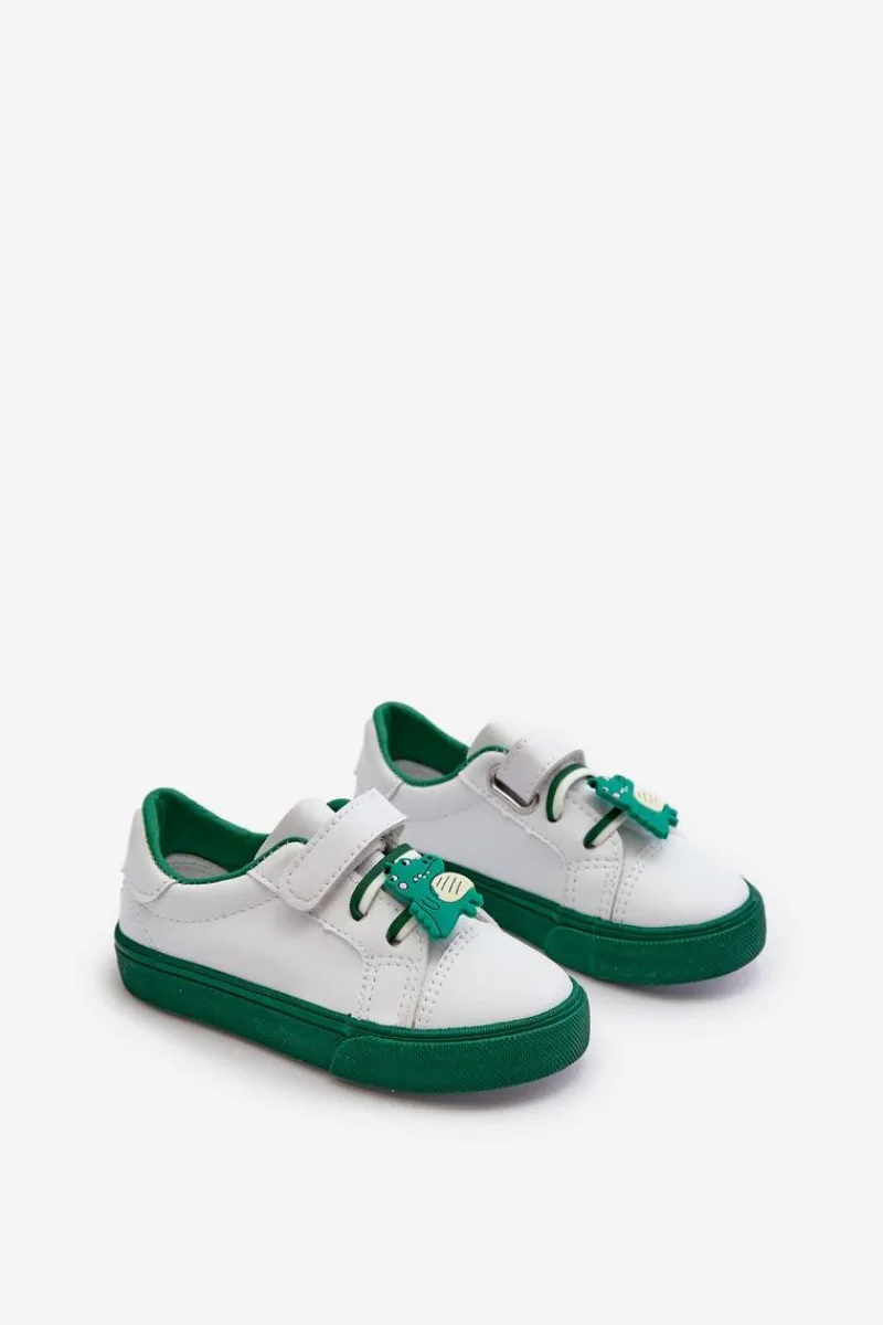 Discount Boto Dziecięce Sneakersy Trampki Z Przypinką Biało-Zielone Pennyn Biały