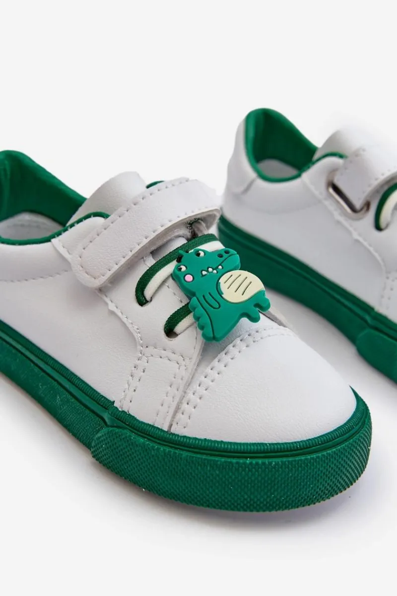 Discount Boto Dziecięce Sneakersy Trampki Z Przypinką Biało-Zielone Pennyn Biały