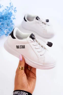 Outlet Big Star Shoes Dziecięce Sportowe Buty Big Star JJ374069 Biało-Czarne