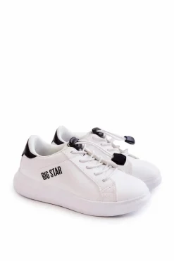 Outlet Big Star Shoes Dziecięce Sportowe Buty Big Star JJ374069 Biało-Czarne