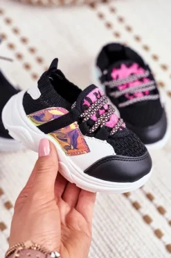 Sale Dziecięce Sportowe Buty Czarne Velma Dzieci Dziewczęce