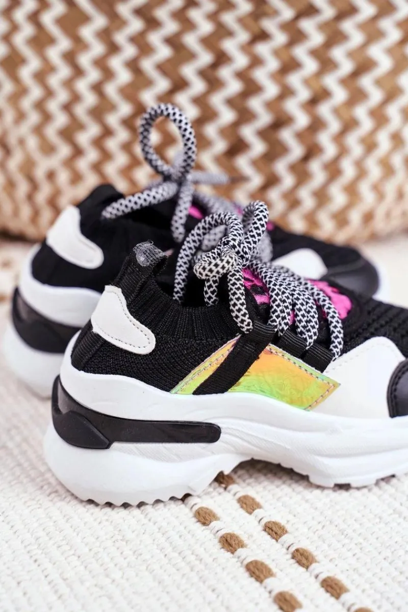 Sale Dziecięce Sportowe Buty Czarne Velma Dzieci Dziewczęce