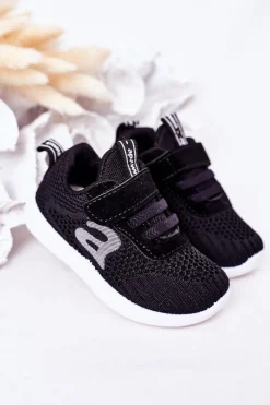 New Boto Dziecięce Sportowe Buty Czarne Little Sportsman