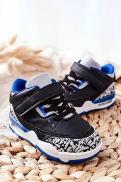 Best Dziecięce Sportowe Buty Czarno-Niebieskie Linen Dzieci Chłopięce