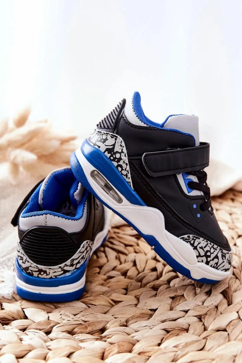 Best Dziecięce Sportowe Buty Czarno-Niebieskie Linen Dzieci Chłopięce