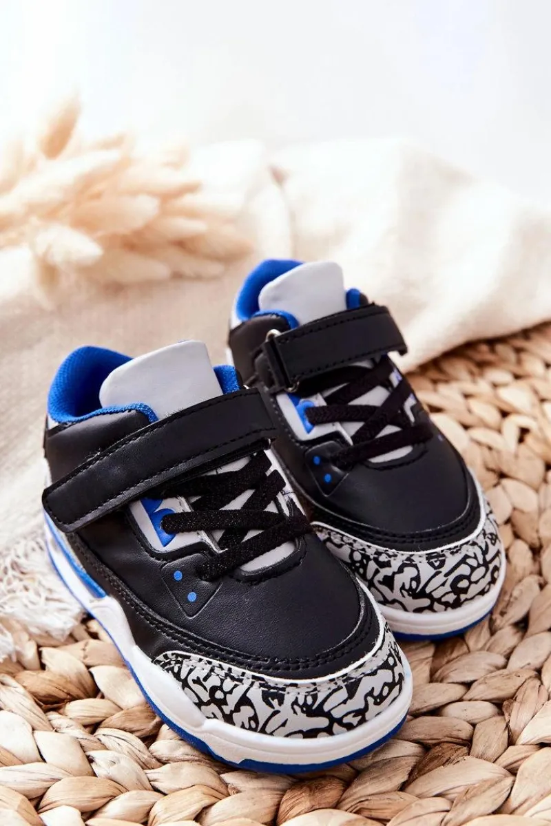 Best Dziecięce Sportowe Buty Czarno-Niebieskie Linen Dzieci Chłopięce