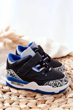 Best Dziecięce Sportowe Buty Czarno-Niebieskie Linen Dzieci Chłopięce
