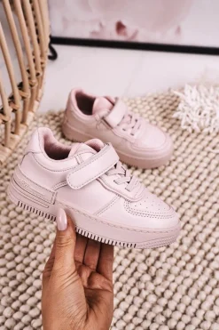 Clearance Boto Dziecięce Sportowe Buty Na Rzep Różowe Airy