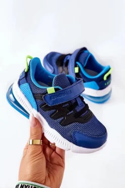 Chłopięce>Boto Dziecięce Sportowe Buty Na Rzep ABCKIDS Niebiesko-Czarne